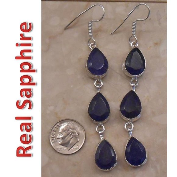 Jewelry - REAL SAPPHIRE sterling earrings SJ932-10